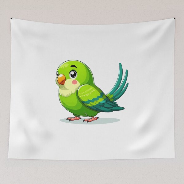 Item preview, Cute Green Parrot with Layered Feathers and Curved Tail designed and sold by cave-canvas.