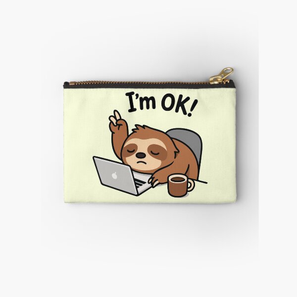 Item preview, Cute Lazy Sloth Saying I’m OK Funny Coffee Laptop Design designed and sold by graphicnew.