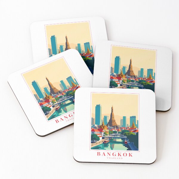 Item preview, Bangkok Thailand Illustration – Urban Pulse & Cultural Splendor designed and sold by MapMyMiles.