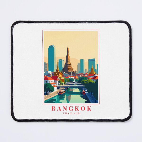 Item preview, Bangkok Thailand Illustration – Urban Pulse & Cultural Splendor designed and sold by MapMyMiles.