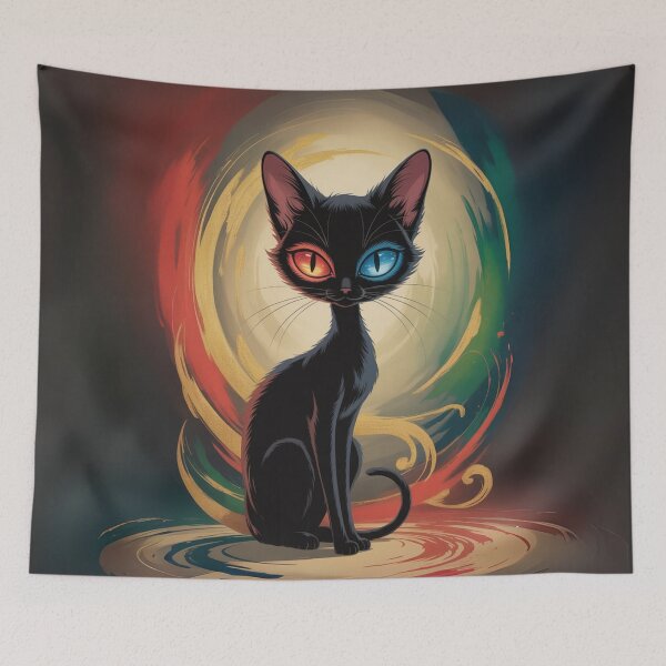 Item preview, Enigmatic Eclipse Cat – Guardian of Celestial Duality designed and sold by FusiTink.