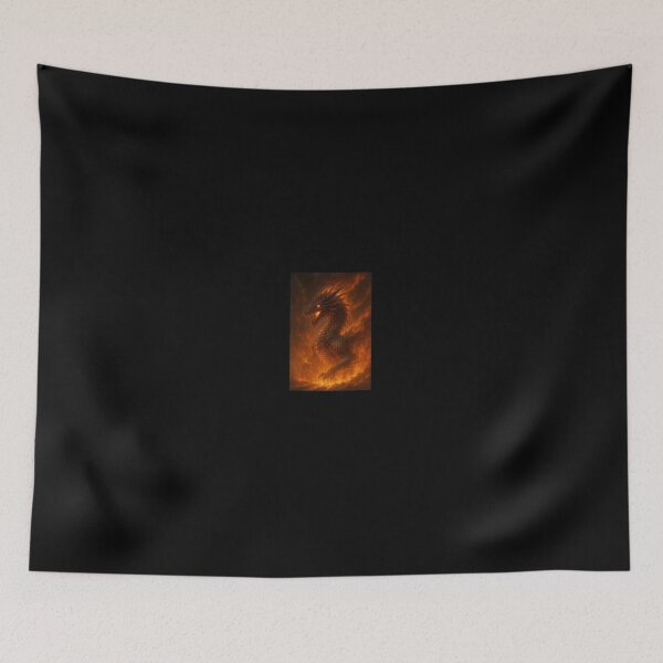 Item preview, Mythical Fire Dragon Art Print | Molten Flames & Glowing Scales Decor designed and sold by Custom-Arts-AI.