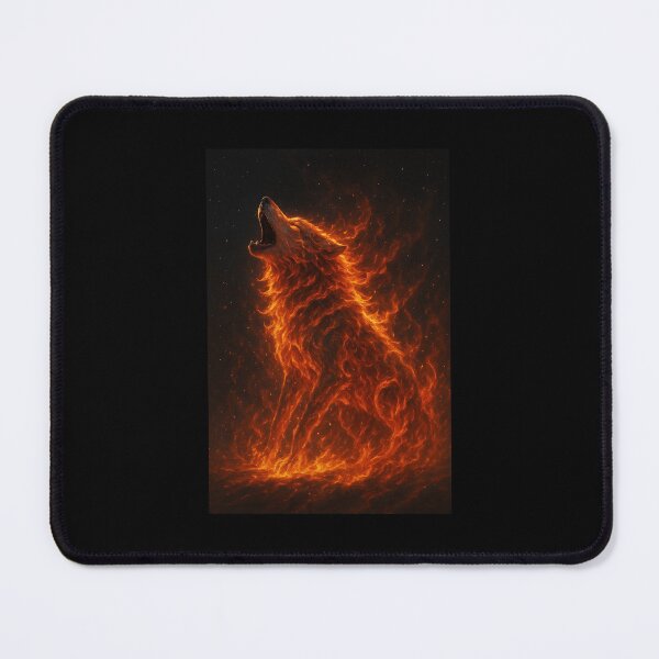 Item preview, Ethereal Fire Wolf Art Print | Mystical Howling Flame Spirit Decor designed and sold by Custom-Arts-AI.