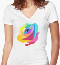 Rainbow Flower Women's Fitted V-Neck T-Shirt