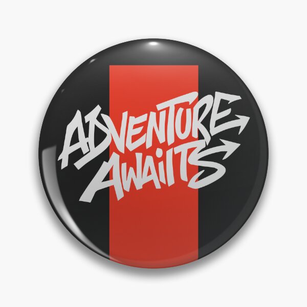 Item preview, Graffiti White Text "Adventure Awaits" Typography w/ Red Band on Black designed and sold by LOVE, AMY.