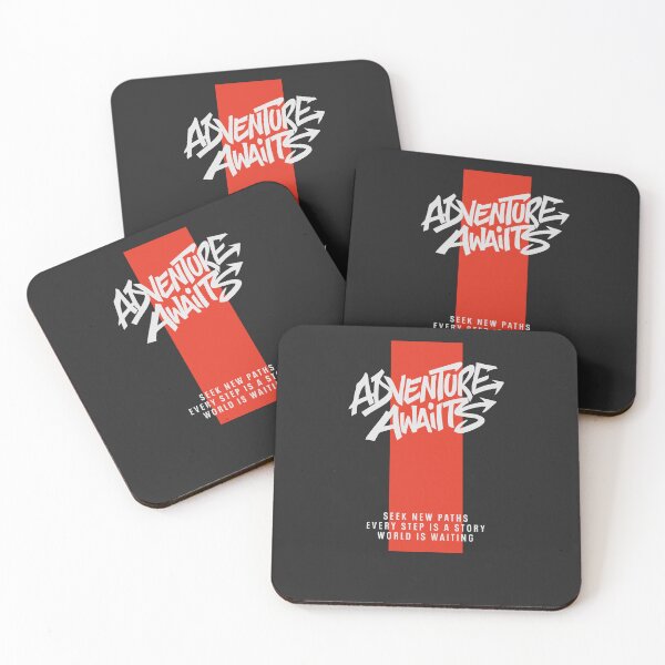 Item preview, Graffiti White Text "Adventure Awaits" Typography w/ Red Band on Black designed and sold by Love, Amy.