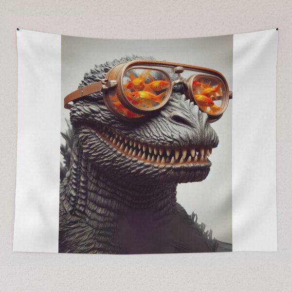 Item preview, "Jurassic Carp-ture: Goldzilla with Shades" designed and sold by Print Fiction.