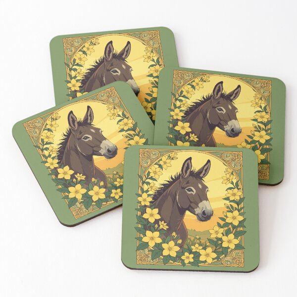 Item preview, Mule Work Animal Surrounded By Yellow Jasmine Flowers designed and sold by taiche.