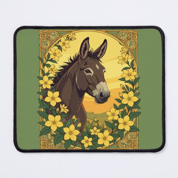 Item preview, Mule Work Animal Surrounded By Yellow Jasmine Flowers designed and sold by taiche.