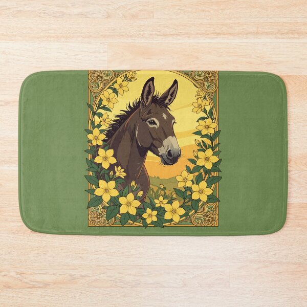 Item preview, Mule Work Animal Surrounded By Yellow Jasmine Flowers designed and sold by taiche.