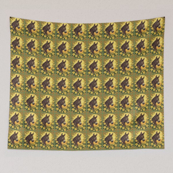 Item preview, Mule Work Animal Surrounded By Yellow Jasmine Flowers designed and sold by taiche.
