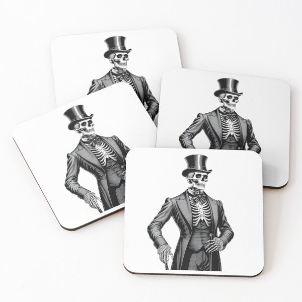 Item preview, Elegant Victorian skeleton with top hat designed and sold by StormArte.