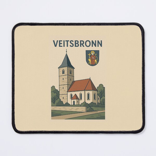 Item preview, Veitsbronn Bavaria Art Print | Vintage St. Vitus Church & Town Crest Decor designed and sold by Custom-Arts-AI.