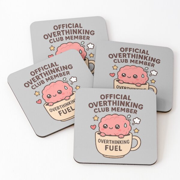 Item preview, Overthinking Club – Funny Kawaii Brain Coffee Design designed and sold by Dream Machine.