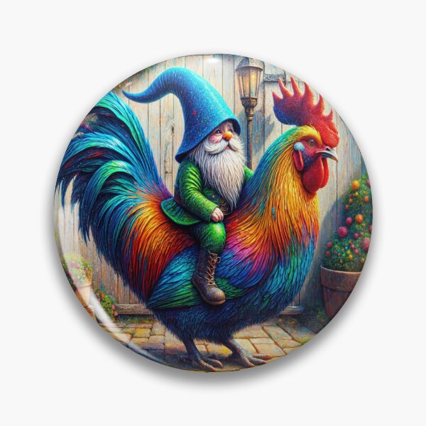 Item preview, Gnome Riding a Rooster designed and sold by M-Y-A-R-T-.