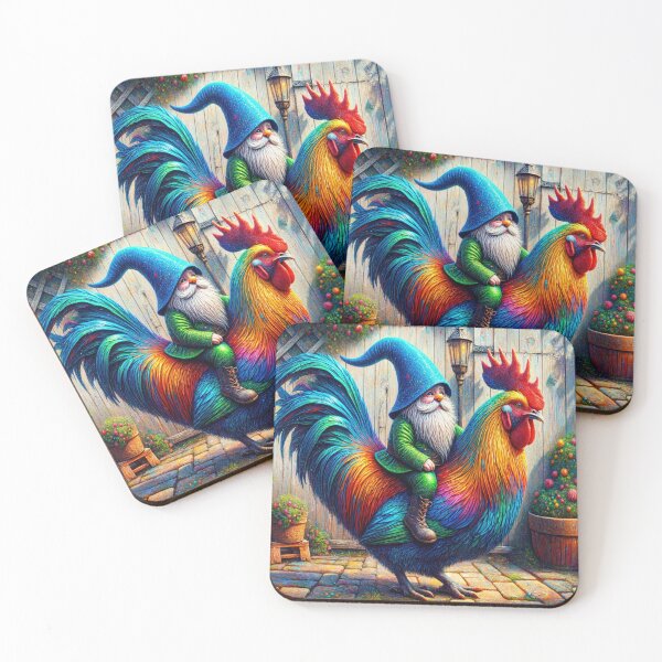 Item preview, Gnome Riding a Rooster designed and sold by M-Y-A-R-T-.