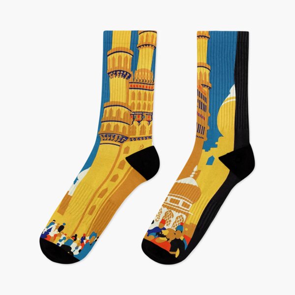 Item preview, Vintage Travel Poster | See India: Charminar Hyderabad | Art Deco Style | Vibrant Colors | Exotic Cultural Destination | British Colonial Era designed and sold by artofuniverse.