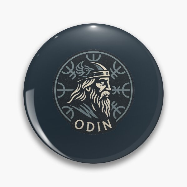 Item preview, Odin Norse Mythology Badge – Viking God of Wisdom & War designed and sold by Bratak.
