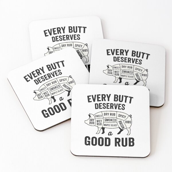 Item preview, Every Butt Deserves a Good Rub – BBQ Cut Chart Pig & Grill Rub T-Shirt designed and sold by LifmusGoDesigns.