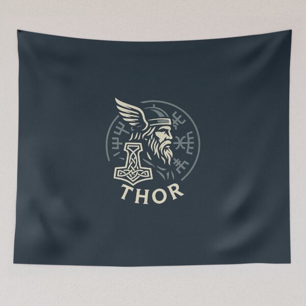Item preview, Thor Norse Mythology Badge – Viking God of Thunder & Mjölnir designed and sold by Bratak.