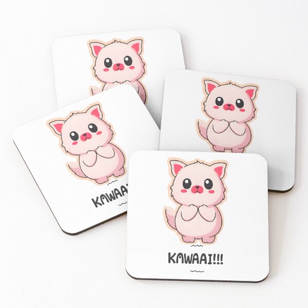 Item preview, Kawaii Pink Puppy with “Kawaai” Text – Cute Pastel Dog Illustration designed and sold by OsasChild.