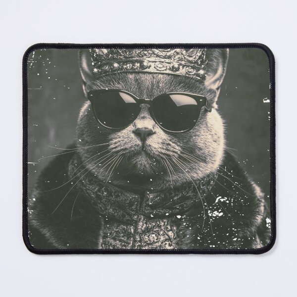 Item preview, Royal Cat in Crown and Fur Cloak – Black and White Vintage Feline Art for Fantasy Streetwear T-Shirt Design designed and sold by RTdigitalShop.