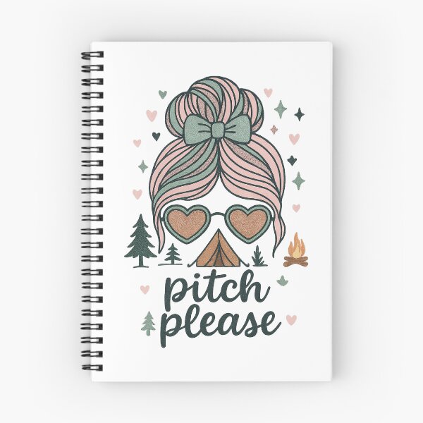 Item preview, Pitch Please Funny Camping T-Shirt – Cute Messy Bun Campfire Tent Tee for Women designed and sold by DesignsJemCo.