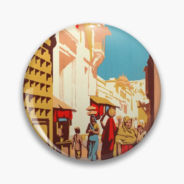 Item preview, Vintage "See India" Travel Poster | British Colonial Era Art | Vibrant Indian Street Scene | Phan B. Sanyal | Cultural Heritage designed and sold by artofuniverse.