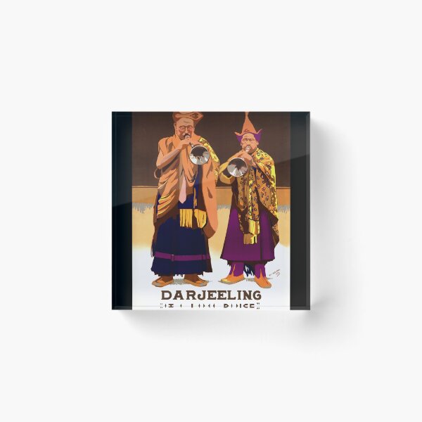 Item preview, Vintage Darjeeling Travel Poster | 1934 Art Deco Tibetan Monks | Lama Dance Traditional Music | Exotic India Tourism Print designed and sold by artofuniverse.