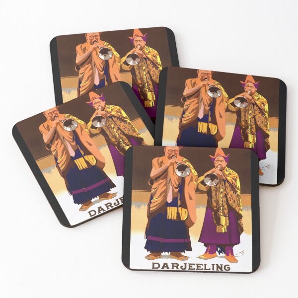 Item preview, Vintage Darjeeling Travel Poster | 1934 Art Deco Tibetan Monks | Lama Dance Traditional Music | Exotic India Tourism Print designed and sold by artofuniverse.