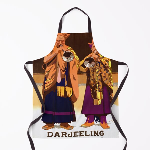 Item preview, Vintage Darjeeling Travel Poster | 1934 Art Deco Tibetan Monks | Lama Dance Traditional Music | Exotic India Tourism Print designed and sold by artofuniverse.
