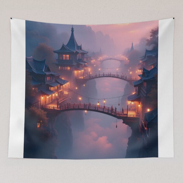 Item preview, Twilight Serenity in an Ancient Mountain Village designed and sold by oanaunciuleanu.