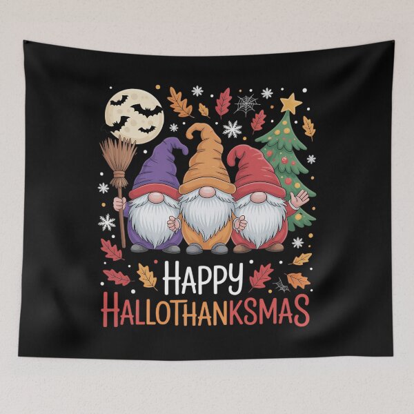 Item preview, Happy Hallothanksmas Gnomes Lover Halloween Merry Christmas designed and sold by Sunset4Bones.