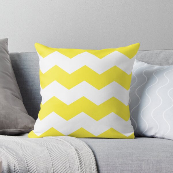 Bright Yellow and White Chevron Print Throw Pillow