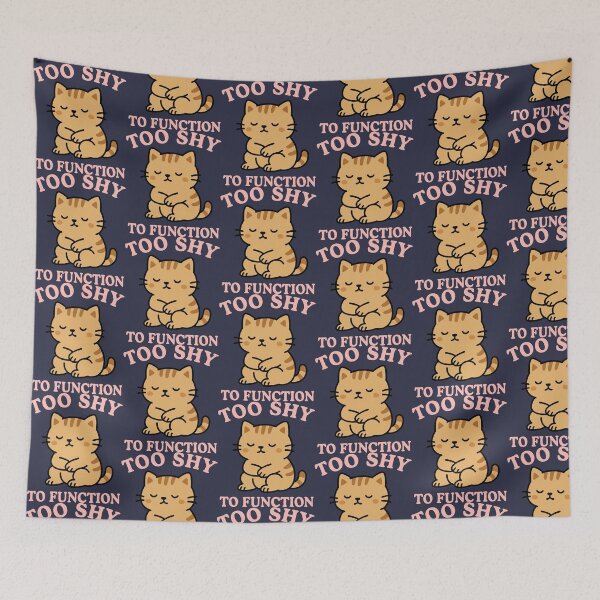 Aperçu de l'œuvre Chat timide et mignon | Design de chaton kawaii trop timide pour fonctionner créée et vendue par graphicnew.