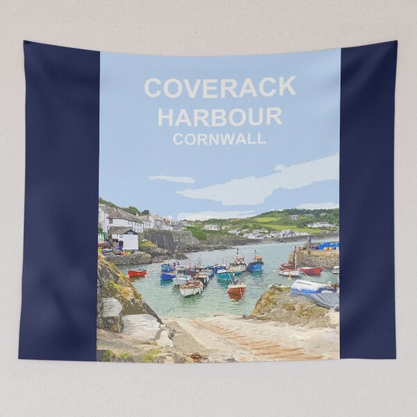 Item preview, Coverack Cornwall.  Cornish gift Kernow Travel location poster designed and sold by BarbaraGlebska.