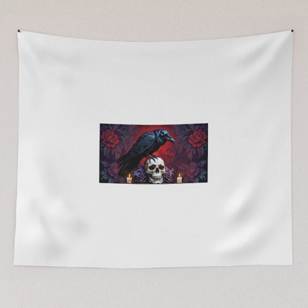 Item preview, Dark raven over skull with red roses designed and sold by StormArte.