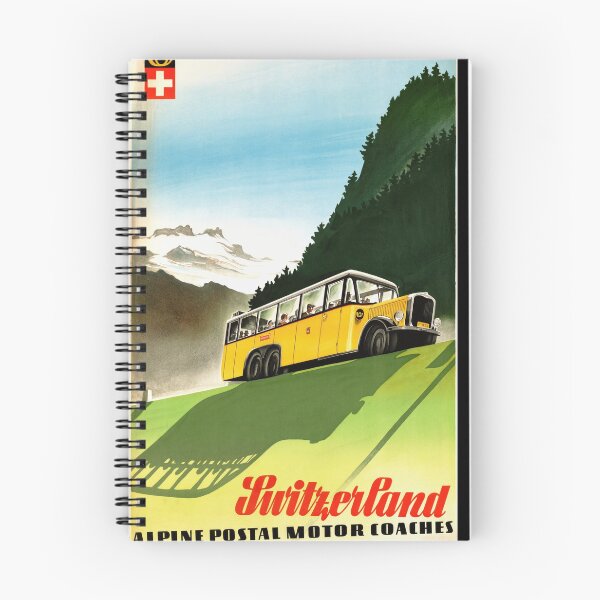 Item preview, Vintage Art Deco Travel Poster | Switzerland Alpine Postal Coaches | Mid-20th Century Swiss Alps Tourism Print | Retro Home Decor designed and sold by artofuniverse.