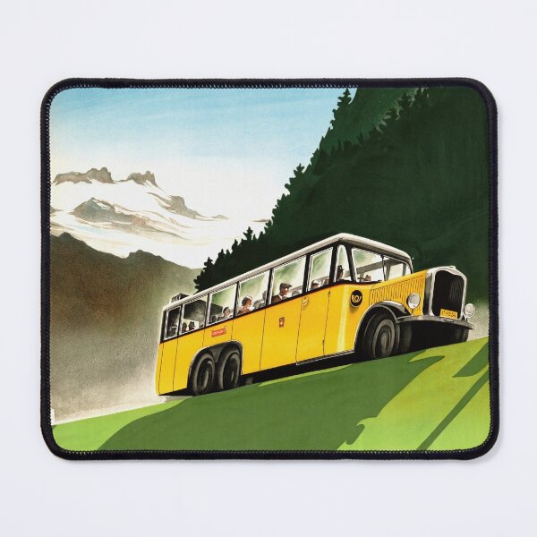 Item preview, Vintage Art Deco Travel Poster | Switzerland Alpine Postal Coaches | Mid-20th Century Swiss Alps Tourism Print | Retro Home Decor designed and sold by artofuniverse.