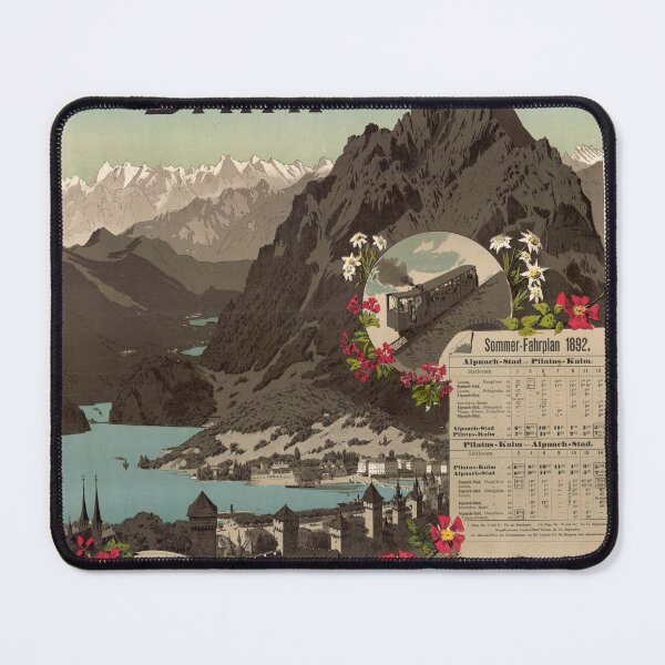 Item preview, Vintage Pilatus Bahn Travel Poster | 1892 Swiss Alps Art | Steepest Cogwheel Railway | Art Nouveau Design | Swiss Tourism History designed and sold by artofuniverse.