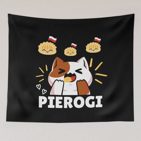 Item preview, Kawaii Cat Eating Polish Pierogi designed and sold by Minimalismat.