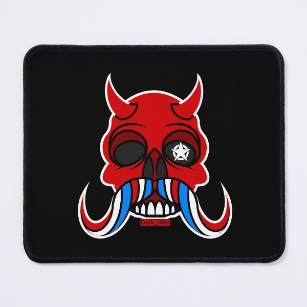 Item preview, Moustached Skull - Red, White and Blue designed and sold by Dark-Inks.