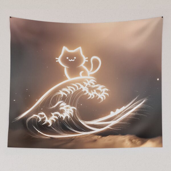 Item preview, Cute Cat Riding the Great Wave designed and sold by Cat-Wave-Dream.