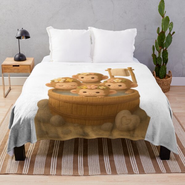 Item preview, Cute Monkey Onsen Spa Hot Spring - Cute Japanese Cottagecore 3D Art designed and sold by Moons Studio.