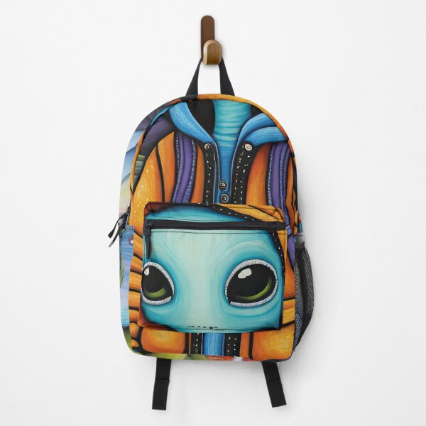 Item preview, Alien wearing a hoodie and a backpack, on holiday in the Scottish highlands designed and sold by Colin Bentham.