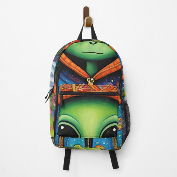 Item preview, Alien wearing a hoodie and a backpack, on holiday in the Scottish highlands designed and sold by Colin Bentham.