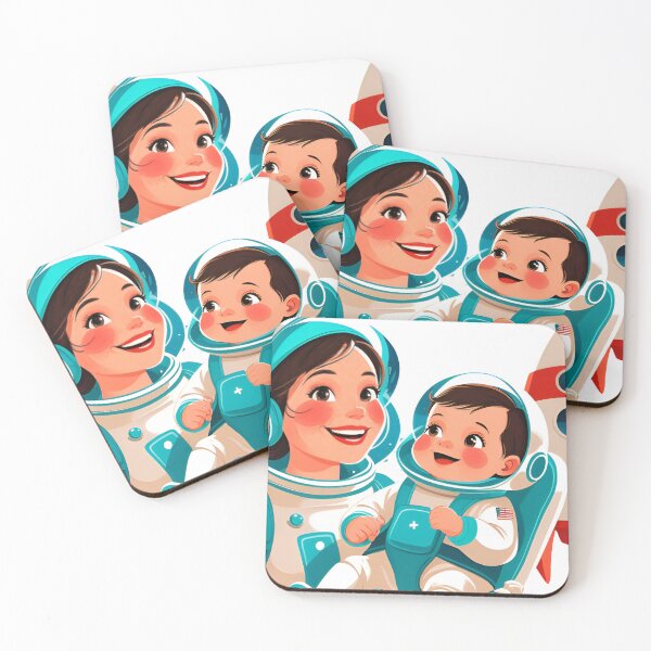 Item preview, Adventurous Astronaut Duo with Rocket designed and sold by Nest & Thread.