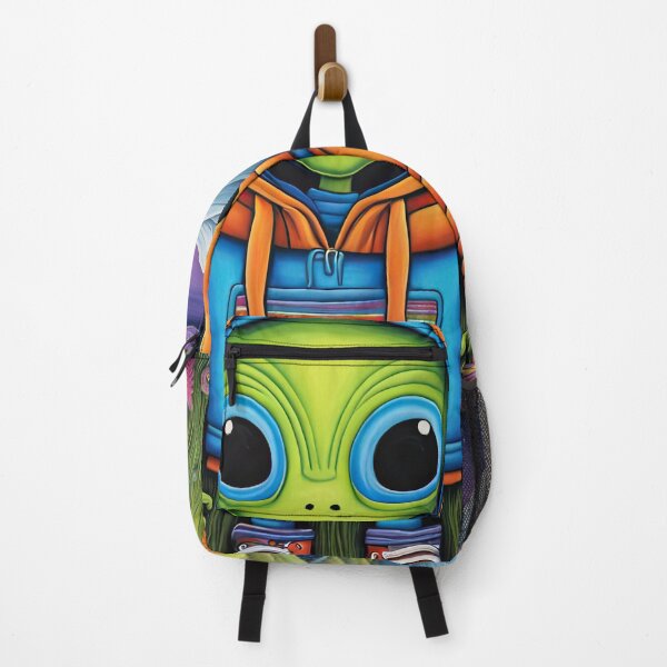 Item preview, Alien wearing a hoodie and a backpack, on holiday in the Scottish highlands designed and sold by Colin Bentham.