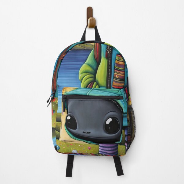 Item preview, Alien wearing a hoodie and a backpack, on holiday in the Scottish highlands designed and sold by Colin Bentham.
