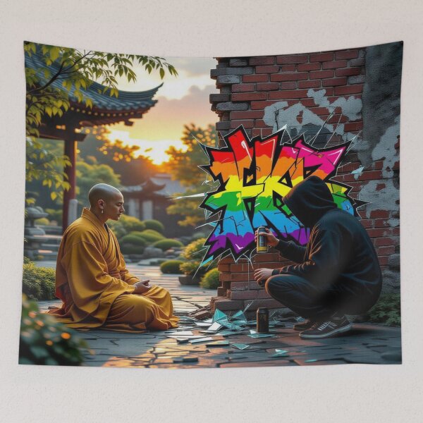 Item preview, Zen & Street Art in shattered harmony – A silent clash of worlds designed and sold by FotoworldEdel.